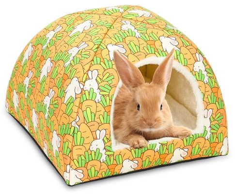 UPINS Rabbit Hideout,Large Bunny Hideout Bed Washable Rabbit Bed House for Guinea Pig Hamster Squirrel Ferret Hedgehog Chinchilla Cozy Cage Accessories