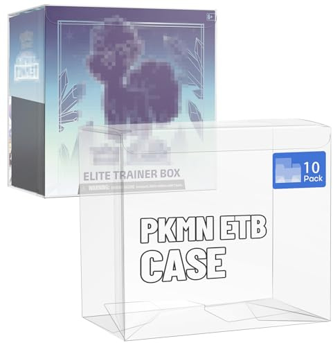 10 Pack Clear PKMN ETB Protector Case, PKMN Elite Trainer Box Protector, PET Plastic Display Box Protector for Collectors Gifts Elite Trainer Boxes - 0.5mm Thick (Pack of 10)