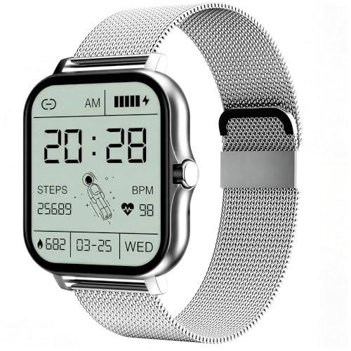 Smartwatch Bluetooth per uomo e donna, IP67, impermeabile, display da 1,7, fitness tracker con frequenza cardiaca, SpO₂, monitoraggio del sonno, contapassi, compatibile con Android e iPhone (argento)