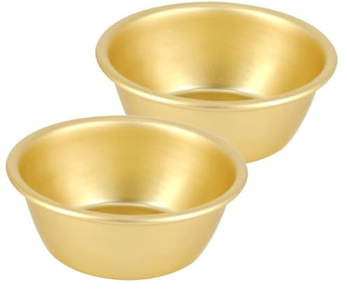 GARVALON 2 pezzi Ciotole Korean Style in Dorato Senza Manico per Vino e Zuppa Leggere e Impilabili per Uso Domestico e Gastronomia