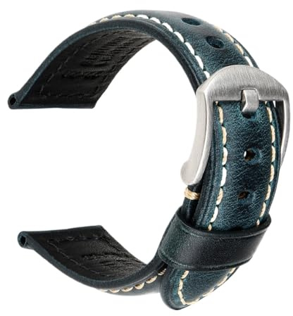 Generico Läderband för klocka - 20/22/24 mm med spänne för smartwatch, 20mm, Acetat, Ingen ädelsten