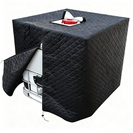 IBC Housse de réservoir IBC résistante à l'hiver - Housse thermique épaisse avec fermeture éclair - Protection contre le gel pour citerne de pluie 1000 l - 120 x 110 x 116 cm - Étanche à la poussière