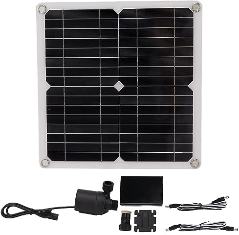 Solar Water Pump Kit 100W High Efficiency Monocrystalline Solar Panel Powered 22W Water Fountain Pump with Battery Box for Garden Pond Flower Irrigation ABS Material 28.5 x 28cm