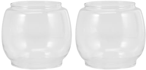 Glas Lampenschirm für Öllampe 2 Stück Vintage Ersatz für Defekte Abdeckung | Lampenglas Ersatzglas, Transparentes Glas, Passend für Kerosinlampen und Öllampen