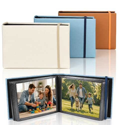 Junrvivy Fotoalbum Einsteckalbum 10x15-3er Set Mini Fotobuch Querformat 300 Fotos Photo Album Fotoalben Klein Bilderalbum mit Folientaschen für Geschenke Familie Hochzeit Urlaub Geburtstag