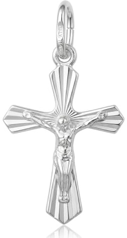 Only faith Ciondolo a forma di croce in argento Sterling 925, crocifisso religioso, design classico con rilievo, gioiello unisex per comunione e battesimo
