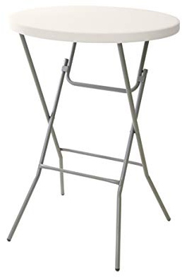 Greemotion Mesa Auxiliar de Jardín Plegable San Remo, Mesa Tijera Plegable, Mesa Coctelera Plegable de Acero con Tablero de Plástico, Aprox. Ø 80 cm, Blanco