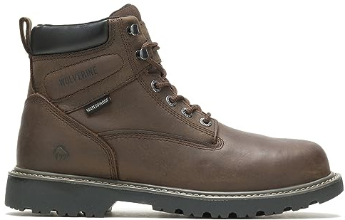 Wolverine Men's Floorhand Waterproof Steeltoe 6 Work Boot, Dark Brown, 10.5M