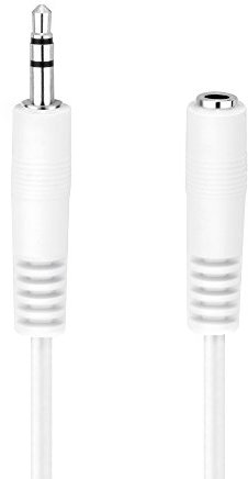 HDSupply AC016-020 Cable de extensión de audio de 3,5 mm macho a 3,5 mm hembra, diseño ultrafino, 2,00 m, blanco