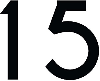 Zahl 15 in schwarz, 30 cm großer Sticker, wetterfeste Klebezahl | Selbstklebende Klebefolie für Hausnummern an Tür, Tor, Garage, Schaufenster und allen glatten Oberflächen