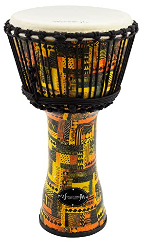 World Rhythm 10 Pollici, Djembe Drum, African Synthetic Djembe Drum, 50 cm, colore Arancione (Orange)