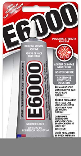 Eclectic E6000 Industriekleber, 59,1ml Tube, hitzebeständiger wasserfester Kleber, Alleskleber für Metall, Kunststoff, Leder, Holz, Glas, Deko, Porzellan, Schmuck etc., flüssiger Klebstoff transparent