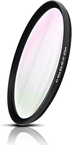 Filtre UV, Verre Optique du Japon, Cadre en Aluminium fraisé CNC. Nano Coatings, Ultra-Slim, Weather-Sealed. pour Sony Canon Nikon Fujifilm Olympus Pentax Tamron Sigma (67mm)