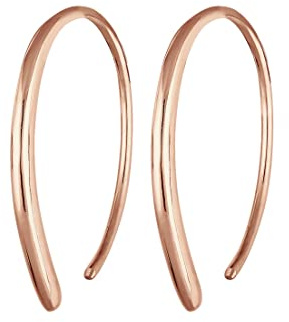 Elli Damen Echtschmuck Ohrringe Creole Hänger Geo Plain in 925 Sterling Silber Rosé vergoldet