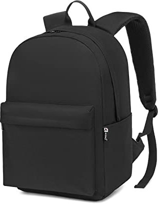 Kono School Backpack Casual Daypack School Bags for Girls Boys Bookbag Lightweight Travel Rucksack Work Bag for Men Women (Black)