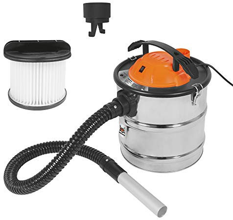 DELTAFOX Aspiracenere aspiracamino aspirapolvere filtro per la cenere 1200 Watt - potenza di aspirazione di 16 kPA - contenitore in acciaio inossidabile di 18 l - con filtro pieghettato e prefiltro