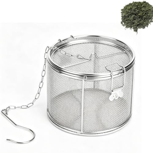 Edelstahl Teekugel mit Kette und Haken, 14x10cm Feines Maschen Gewürzsieb, Wiederverwendbar Teefilter für Loseblatt-Tee, Universal Infuser für Teetasse, Teekanne, Suppentöpfe und Kochgewürze