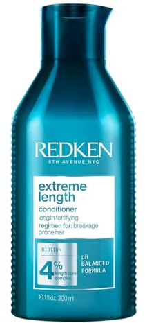Redken Extreme Length Conditioner For Damaged Hair - Fortifies, Strengthens and Conditions Hair, Infused With Biotin & Castor Oil For Hair Growth, 10.1 Fl Oz