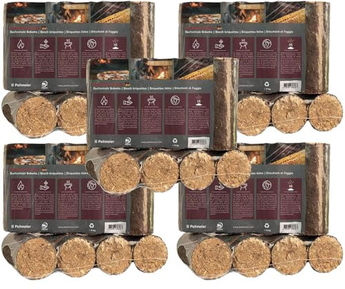 BURI 30kg Premium Buchenholzbriketts – Hoher Heizwert, lange Brenndauer, 100% nachhaltiges Buchenholz, ideal für Kamin, Kachelofen & Grill. Wenig Asche & Ruß, PEFC-zertifiziert, CO2-neutral
