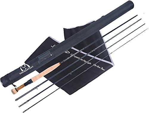 MAXIMUMCATCH Competition InTouch Nymph Fliegenrute für Euro-Nymph Fliegenfischen, 10ft/10ft6 2/3WT 4/6Teile Fliegenfischen Rute (10ft 2wt 4 Teile)