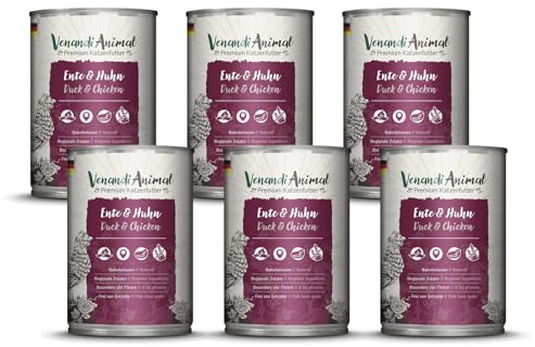 Venandi - Premium Nassfutter für Katzen - Ente & Huhn, 6 x 400g (6er Pack), getreidefrei mit extra viel Fleisch