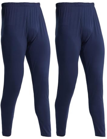 LANBAOSI Lot de 2 Caleçon Long Thermique Homme sous-vêtement Thermique Hiver Ultra Doux Chaude Couche de Base Collant Leggings pour Ski, Bleu, M