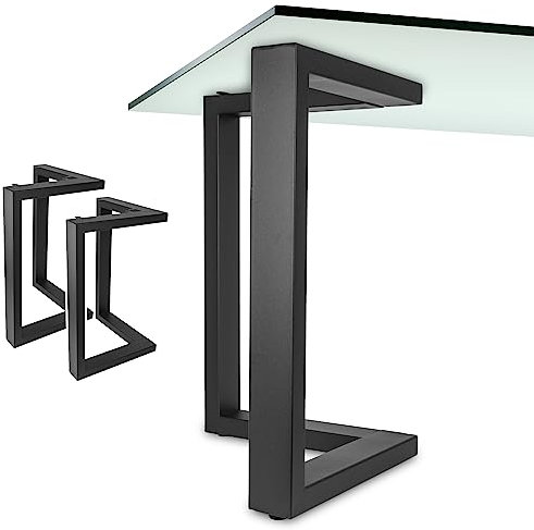 NEXT LEVEL - Tischbeine Metall Schwarz | 46x46x74cm, Profil 80x40mm, Metallisch, für Holz und Glas, Kompatibel mit Tischbreiten 70, 80, 90 und 100cm - PM-014