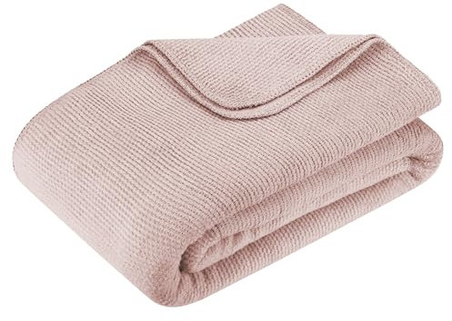 BOHORIA® Kuscheldecke Premium Pure Cotton 150x200cm | Superweiche Decke für Sofa, Sessel & Bett | Baum-Wolldecke Tagesdecke Sofadecke Wohndecke (Rose, 150 x 200 cm)