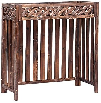 UZSPAC Cubre Aire Acondicionado Exterior Decorativo Material de Madera Maciza Cubierta Aire Acondicionado Split Decoración de Puesto de Flores (Color : Fence, Size : S)