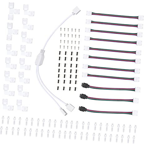 Garneck 1 Set Lötfreier LED Stecker Rgb Lichtstecker LED Streifen Stecker Set Praktischer LED Stecker Tragbarer LED Stecker Controller Stecker Clip Suite Adapter Kunststoff Weiß