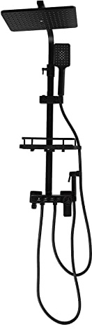 Grifo de ducha para bañera, juego completo, sistema de ducha de lluvia, sistema de ducha negro con termostato, ducha de lluvia, montaje en pared, accesorios de baño modernos