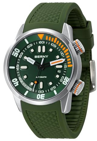 BERNY Herrenuhr Taucheruhr 20ATM Automatik Armbanduhr Saphirglas Komfortables Silikonarmband Super Leuchtend Herrenuhren