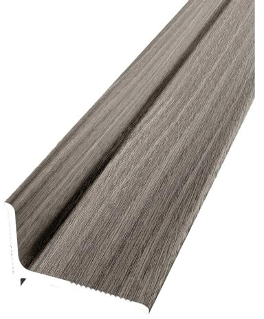 PROVISTON | Perfil de terminación | Ancho: 21 mm | Altura: 2 mm | Longitud: 2700 mm | Aluminio con recubrimiento en polvo | Perfil de acabado de pared | estriado | Roble gris | Autoadhesivo