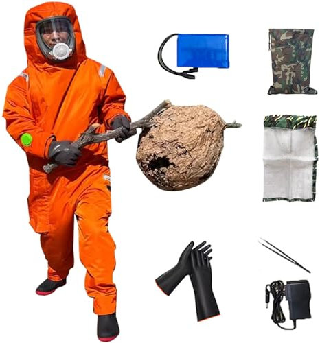 Beekeeping Suit Mit elektrischem Ventilator, einteiliger Wespenschutzanzug aus Oxford-Stoff, belüfteter Bienenschutzanzug, Schutz gegen Stiche
