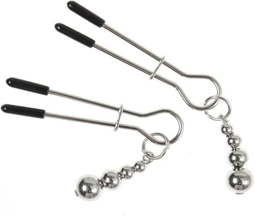 Adjustable Weight Metal Nipple Clamps for Men Women,Non-Piercing Metal Stimulator Nipple Clips,Nipple Clamps (Silver)