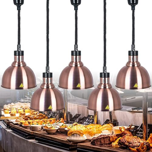 HPTHLY Lampada scaldavivande Professionale, Lampada riscaldante Regolabile Retrattile sospesa per Ristorante per scaldavivande a Buffet per Il risc,(One Color 5pcs)