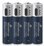 MediaRange Batterie ricaricabili USB-C agli ioni di litio, Micro AAA I, 1,5 V, 500 mAh, confezione da 4
