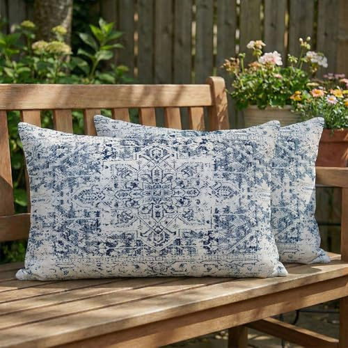 Vorysum Outdoor Kissen 30x50 cm Boho Schwarz Sofakissen Vintage Dekokissen Wetterfest Kissenbezug Abstrakte Kissenhülle Herbst Zierkissenbezüge für Wohnzimmer Garten Couch 2er Set