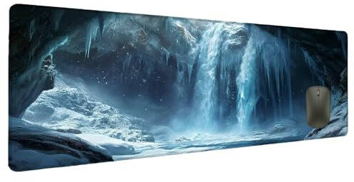 Mauspad XXL 900x400mm Landschaft Mousepad Groß Schreibtischunterlage Fallen, Gaming Mauspad Gadgets Schreibtisch Zubehör, Wasserdicht Mouse Pad rutschfeste Vernähte Kanten Verbessert Präzision W-0