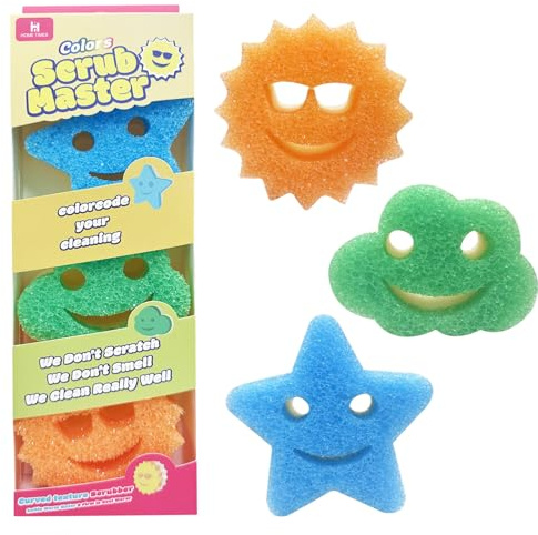Hometimestore Spülschwamm Kratzfreie Reinigung & geruchsabweisend Doppelseitig Spülschwamm für sanfte & kraftvolle Reinigung, Ideal für Töpfe, Pfannen & hartnäckigen Schmutz, 3er Pack