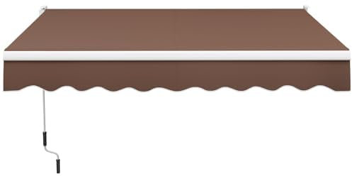 FANTASK Auvent à Bras articulés de 3 x 2,5 m - store de Balcon - store de terrasse - Matériau résistant aux UV et à l'eau - Cadre et manivelle en Aluminium (Marron)