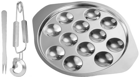 Gratin di lumache, di lumache, per lumache, per lumache, da portata per lumache, pinza per lumache arrostite, forchetta per lumache arrostite, set di 3 piatti con lumache