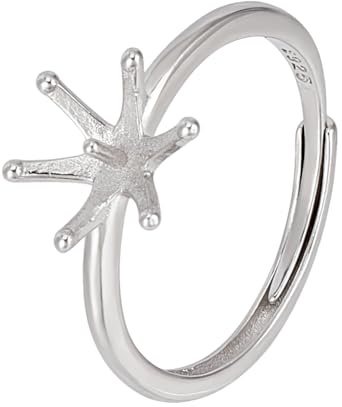 CRAFTYMELODY 925 Sterling Silber Krallenring Rohling Verstellbare Basis Platin Ring Fassungen Mit 6 Zinken Finger Komponente 8x6.5mm Tablett Edelstein Fassung