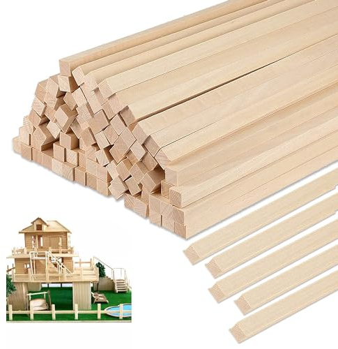 100 Stück Holzstäbchen zum Basteln, 30 x 3 mm Holzstäbe zum Basteln Holzstäbe Eckig, Hartholzstäbchen Quadratisch Holzleisten zum Bastel für Modellbau DIY Holzarbeiten