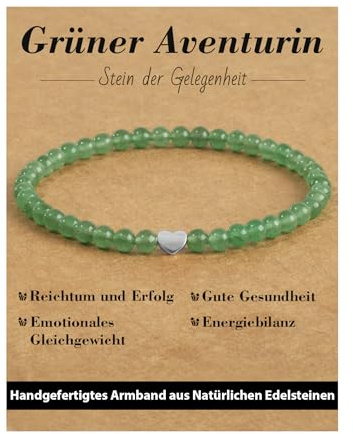Landorilo Armband Damen,925 Gold Silber Herz Perlen,26 Natursteinarten | 4mm Naturstein Edelstein, Kristall Heilsteine,Yoga Perlenarmband, Geschenke für Frauen & Energiekarten,Inklusive Ersatzperlen