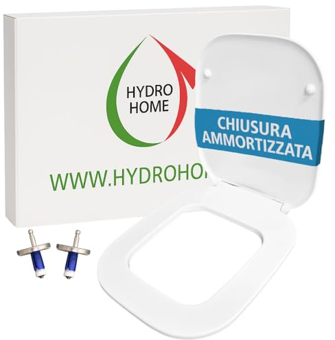 HYDRO HOME - Copriwater One Rak Ceramics, Tavoletta Wc In Plastica Termoindurente Con Cerniere regolabili Acciaio Inox fissaggio dall'alto, Asse Wc Colore Bianco (CHIUSURA AMMORTIZZATA)