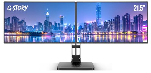 G-STORY 21.5 Inch Dual Monitor, 1920 x 1080 Full HD Triple Screen Extender with Stand, Large Computer Double Monitors with HDMI/Type-C Port for Gaming Office (Driver Required)