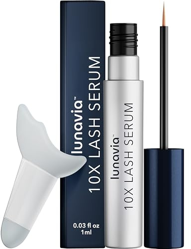 Lunavia 10X Lash Serum - Eyelash Serum with Peptide & Botanical Lash Conditioner for Healthier, Stronger-Looking Lashes - Nourishing Lash Serum with Ginseng Extract for Daily Lash Care
