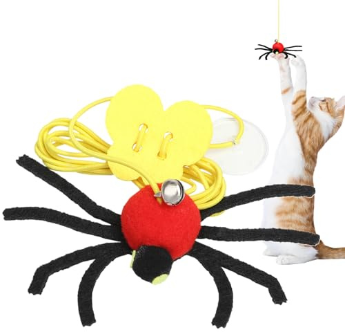 Katzenspielzeug – Türrahmen zum Aufhängen, elastischer Teaser für interaktives Spielen mit Plüschspinne, dehnbares elastisches Seil für Bewegung und Beweglichkeit, lustige Indoor-Aktivität für