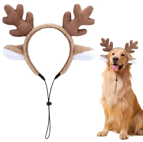 Hund Weihnachten Elch Rentier Geweih Stirnbänder, Weihnachten Haustier Stirnband, Hunde Weihnachtskostüm Zubehör, Verstellbares Weihnachts Haarreifen Stirnband Für Haustier